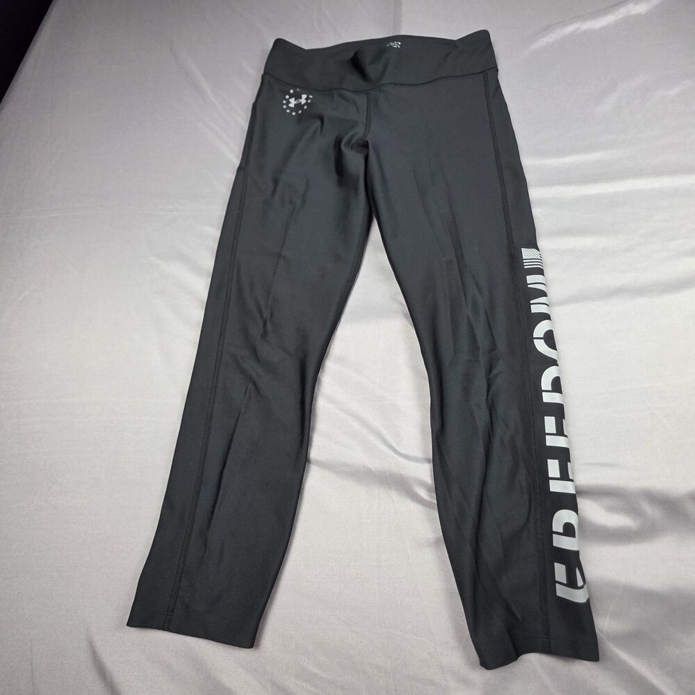 UA Under Armour Freedom HeatGear Black Cropped Leggings Athletic Pants Size L